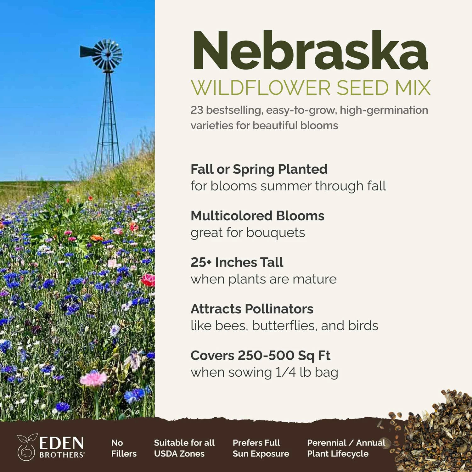 Nebraska Wildflower Seed Mix - 23 Vibrant Hardy Varieties 2 Nebraska Wildflower Seed Mix - 23 Vibrant Hardy Varieties - Image 2